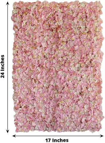 Pink/Cream UV Protected Hydrangea Flower Wall Mat Backdrop - 4 Artificial Panels - Picture 3 of 42