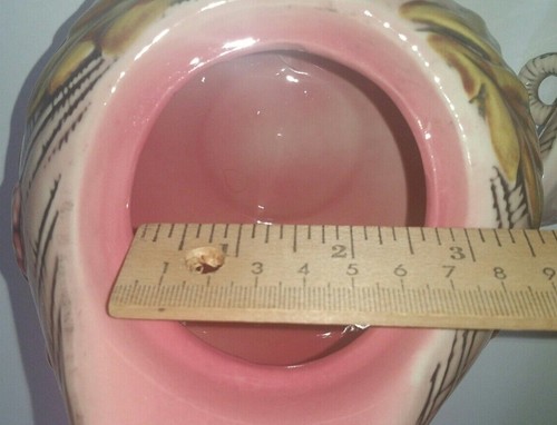 VINTAGE HULL POTTERY TEAPOT T14 BLOSSOM FLITE PALE PINK EXTERIOR HANDLED W/ LID - Picture 11 of 12