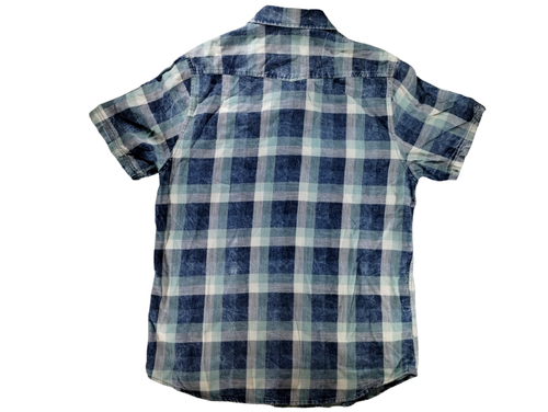 Men's Flag & Anthem Desert Son Blue Plaid Pearl Snap Short Sleeve Collared Shirt - Picture 11 of 11