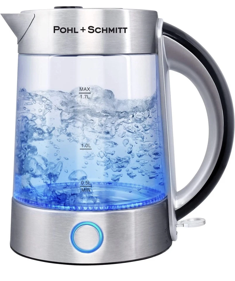 Hervidor eléctrico inalámbrico de 1,7 litros filtro de acero inoxidable, caldera, calentador con LED Foto 3 de 4