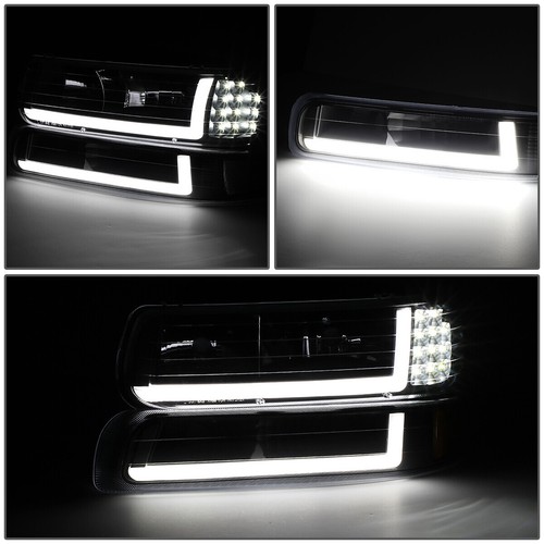 For 1999-2002 Silverado -2006 Suburban LED DRL Bar Headlight+ Bumper Lamp Tinted - Picture 3 of 12