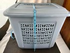 VTG BLUE RUBBERMAID TULIP / FLORAL PATTERN LAUNDRY HAMPER BASKET w/ LID 2787