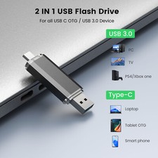 128/64GB Type C Flash Drive 2 in 1 OTG USB3.0 USB C Memory Stick Pen Thumb Drive
