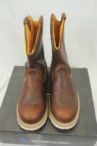SUREWAY SW65102S-WP MEN'S BROWN LEATHER STEEL TOE PULL ON BOOTS SIZE 10 US NEW! - Imagen 2 de 8
