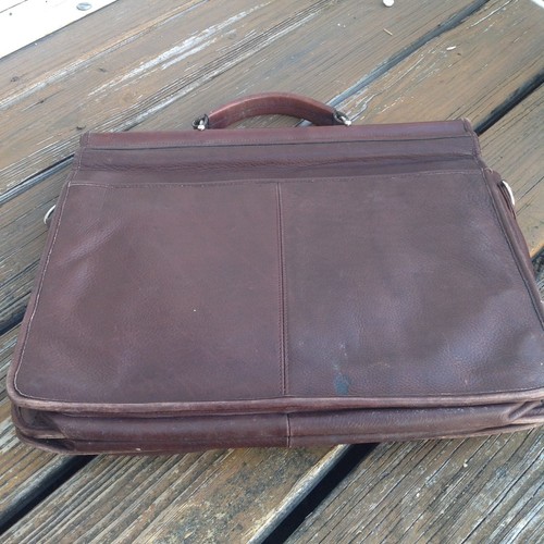 Wilsons Pelle Studio Brown Leather Briefcase Messenger Bag Double Buckle Vtg - Picture 6 of 10