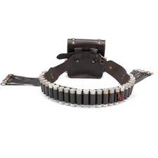 Cowhide Leather Bandolier Belt, Bird Hanger & Hunting Pouch 12 Gauge Cartrides