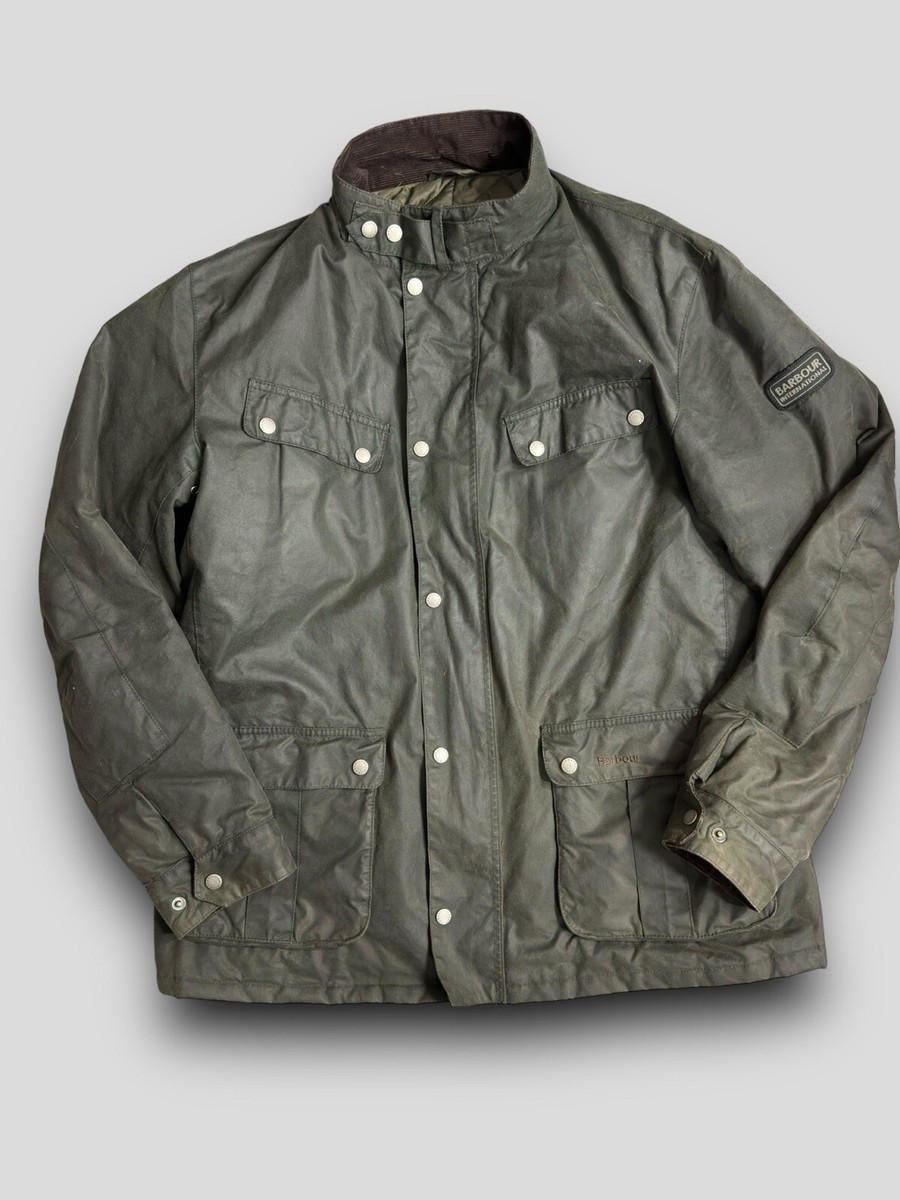 Barbour international duke wax jacket sage best sale
