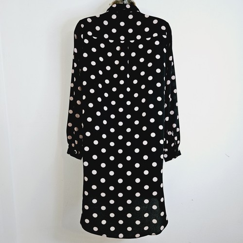 NUEVO Ex ROMAN 8-20 Negro Topo Lunares Manchadas Larga Blusa Camisa Prenda para el torso - Imagen 6 de 6