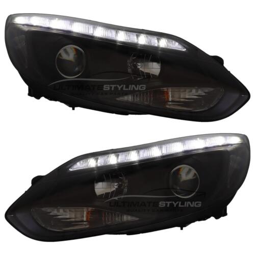 Ford Focus Mk3 2011-2015 Black LED DRL Headlights Upgrade Projector Xenon Look - Picture 2 of 12