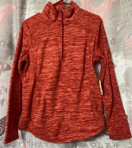 St. John's Bay Classic Quarter Zip Orange Fleece Pullover Top Women's Size M NWT