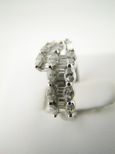 Anillo Banda de Diamantes Marquesa Baguette Oro Blanco 18k FVS 1,45 quilates Talla 5,25 #G301 - Imagen 5 de 6