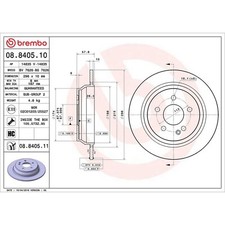 Brembo Prime Line UV Coated Solid Brake Disc Pair - 08.8405.11 Fits Mercedes