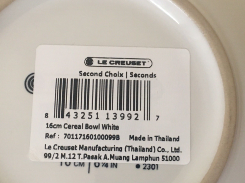 Set of THREE Le Creuset Seconds/Second Choix Cereal Soup Bowls 6.25" White New - Picture 4 of 6