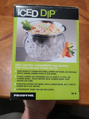 Iced Dip 2 Piece Serving Bowl W/O Lid Set Prodyne Stainless Steel Party Open Box - Picture 4 of 6