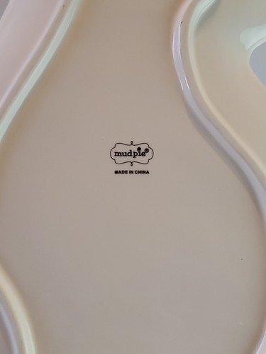 Mudpie 2018 Bunny Chip-N-Dip Platter Easter Off-White Rustic Brown 17"x9.5" NWT - Picture 10 of 24