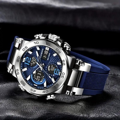 Herren Quarzuhr Wasserdicht Dual Display Digital Leuchtende Uhr Urlaub Geschenk - Bild 4 von 10