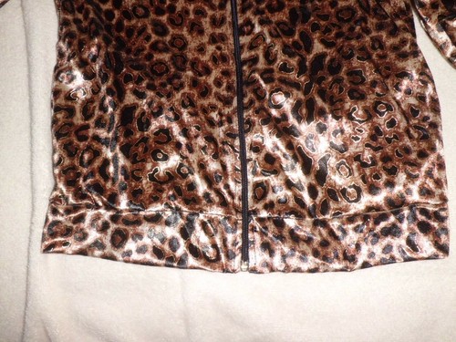 NUEVA Chaqueta con Cremalleras con Estampado de Leopardo Negra Wmns Nueva con Etiquetas Talla M Oro Metálico Terciopelo - Imagen 4 de 6