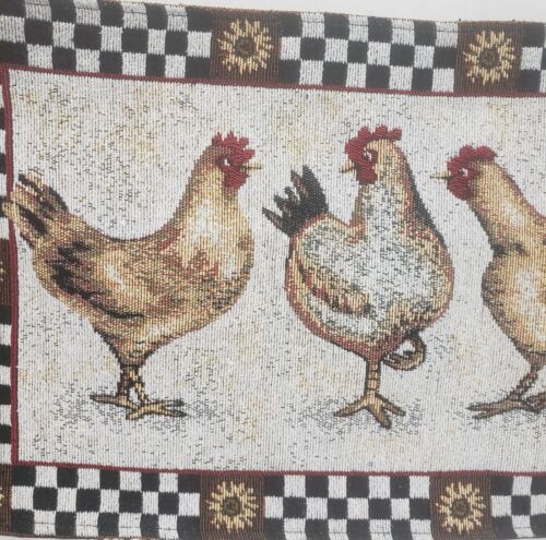 Set 2 Tovagliette da Cucina Arazzo,13" x 19", 3 GALLI E GIRASOLI TELAIO,HC - Foto 18 di 24