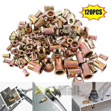 120PCS Rivet Nut Kit Metric Rivnut Assortment FlatHead Threaded Insert Nutsert