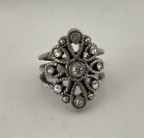 Vintage Silver Toned Ring Rhinestone 