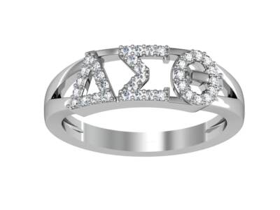 Delta Sigma Theta Sterling Silver Horizontal Ring - R001
