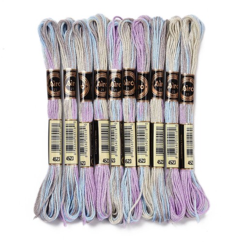 10 Skein Polyester Embroidery Floss Cross Stitch Threads Segment Dyed Cord Wire - Picture 5 of 16
