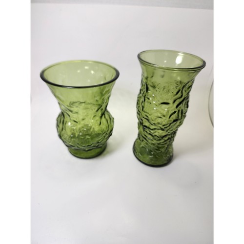 Vintage E. O. Brody Cleveland OH hellgrüne strukturierte Glas Blumenvasen - Bild 1 von 5