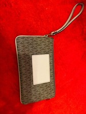 Michael Kors Wristlet Logo clutch double zip wallet organizer money credit cards