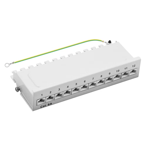 Patchpanel Cat.6A 500MHz 12-Port 1HE geschirmt Desktop Aufputz grau ProfiPatch