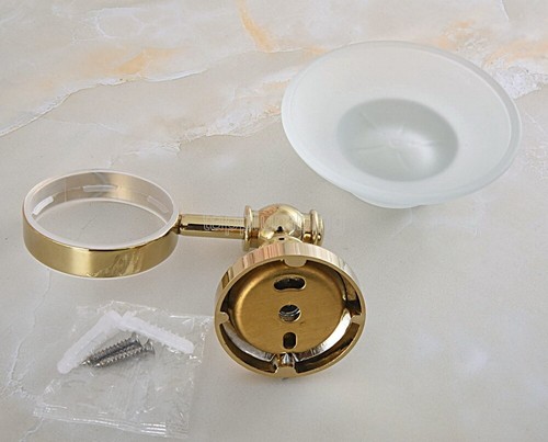 Wall Mounted Gold Color Brass Bathroom Soap Dish Soap Dish Glass Holders tba306 - Picture 7 of 7