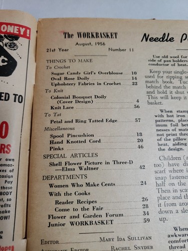 3 Vintage Workbasket &Home Arts Magazine 1956 April, July & August - Foto 6 di 12