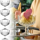 2/4/6 Pcs Glass Footed Ice Cream Sundae Dessert Cup Dish Bowl Fruit Cocktail Set