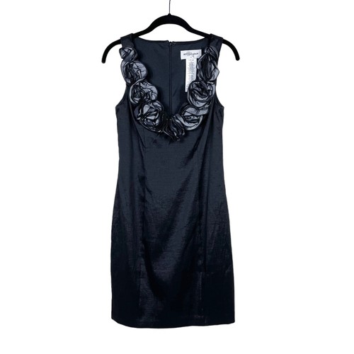 Betsy & Adam Dress Size 4 Black Floral Sleeveless Sheath Pencil Party Formal - Picture 2 of 5
