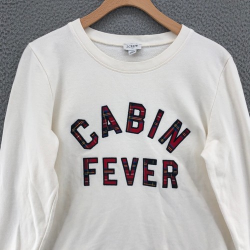 Felpa J Crew donna piccola avorio cabina febbre scritta pullover a quadri casual - Foto 2 di 11