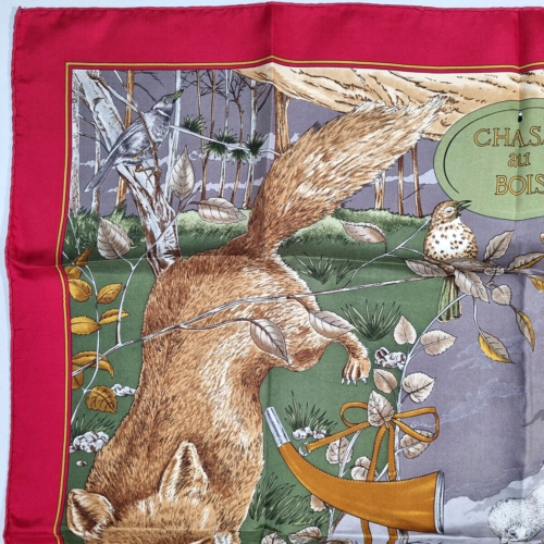 RARE VINTAGE HERMES Silk Scarf "Chasse au Bois" Carre 90 by Carl de Parcevaux - Picture 6 of 14
