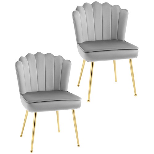 Shell Dining Chairs Set of 2, Upholstered Kitchen Chairs with Gold Metal Legs - Picture 10 of 10