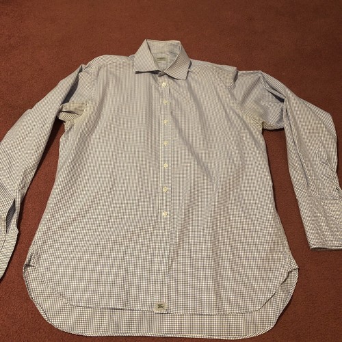Burberry London Classic Fit Blue Checkered Button Down Dress Shirt 16 1/2 42 - Picture 9 of 12