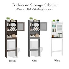 Over the Toilet Freestanding Bathroom Cabinet Storage Organizer w/ Door 3 Colors