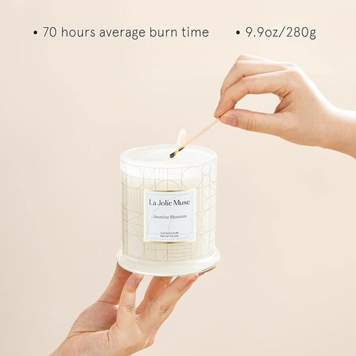 La Jolíe Muse Scented Candles Gifts for Women, 9.9Oz /280g Large Jasmine Candle - Picture 2 of 5