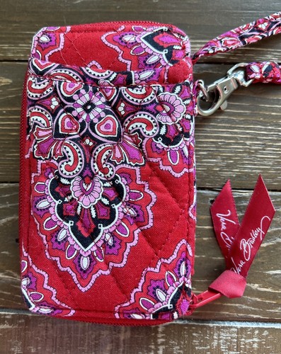Vera Bradley All In One Wristlet Wallet ID Window Retired Red in Frankly Scarlet - Picture 2 of 8