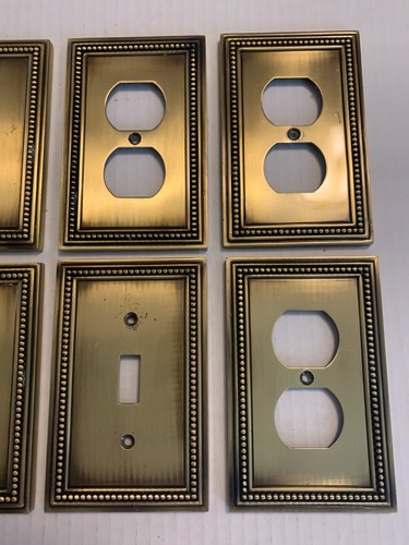 6 LHMC 2005 Hardware Metal Light Switchplate & Outlet Covers Bead Antique Brass - Picture 3 of 12