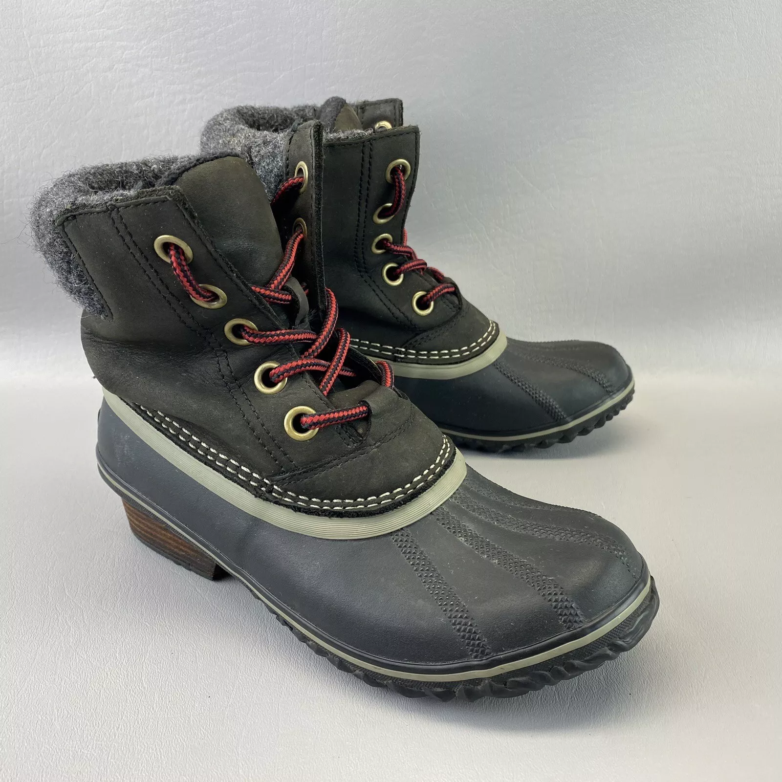 sorel slimpack lace ii leather rubber duck boots