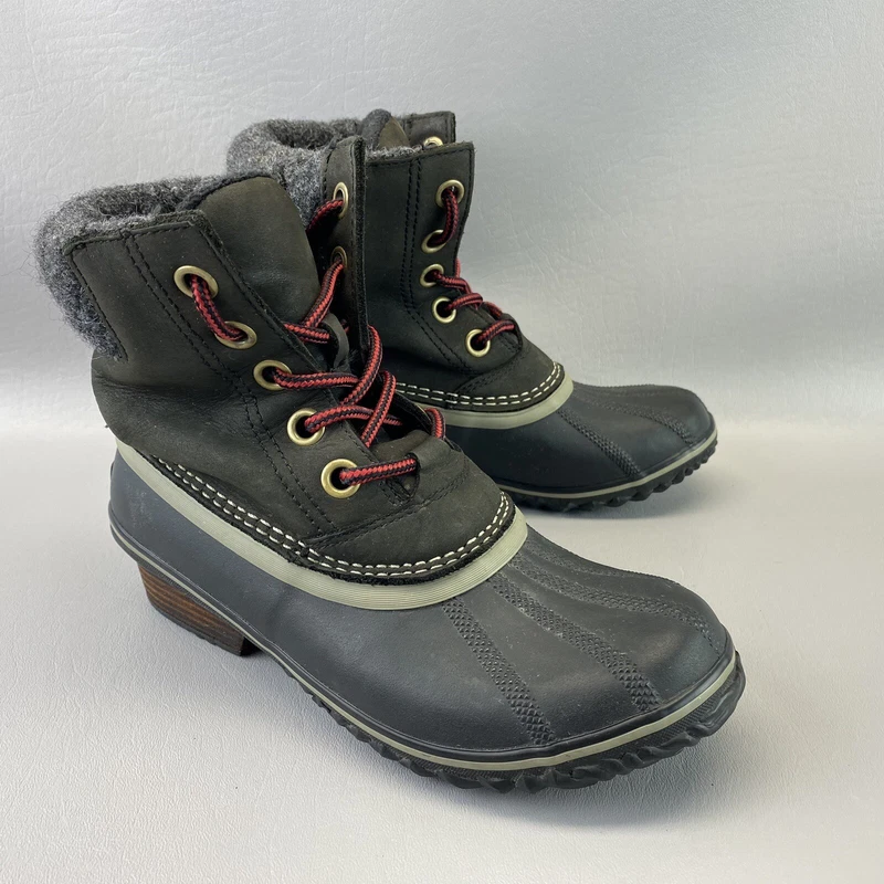 sorel slimpack lace ii leather rubber duck boots