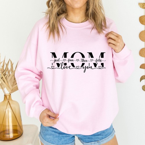 Individuelles Mama Sweatshirt, personalisiert Kind Namen Hoodi, Muttertag Geschenk Rundhalsausschnitt - Bild 4 von 10