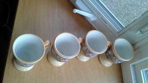 4 Pfaltzgraff Villa Della Luna Footed Mugs Jana Kolpen Mary Tiegreen 12 oz - Picture 2 of 7