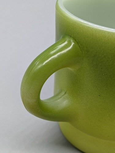Vtg. Anchor Hocking Fire King Stackable Coffee Cup Mug Green Fade-3.50"H x 3" D - Picture 8 of 8