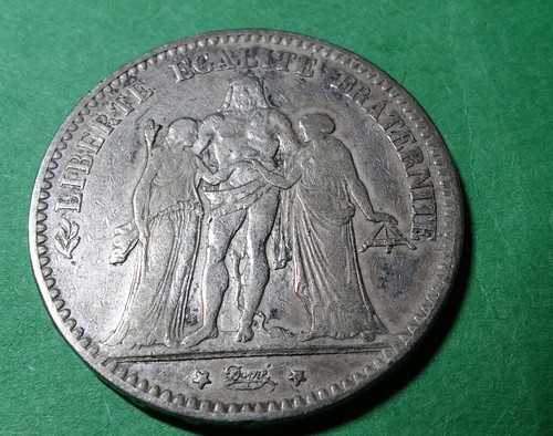 1875 France 5 Francs - F+/VF - KM # 820.1 - ASW .7234 oz - Picture 2 of 5