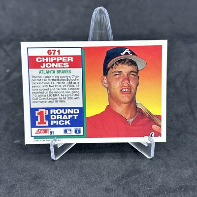 1991 Score Baseball 671 Chipper Jones Rookie Card RC 1st Round