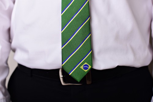 Statesman Ties Brazil Brasil BR Flag Skinny 2.5” LDS Missionary Personalized Tag - Picture 6 of 12