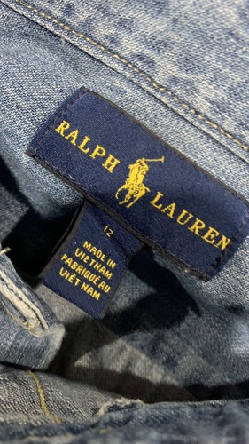 Ralph Lauren Vintage Washed Denim Long Sleeve Button Down Shirt Boys Sz 12 - Picture 4 of 6